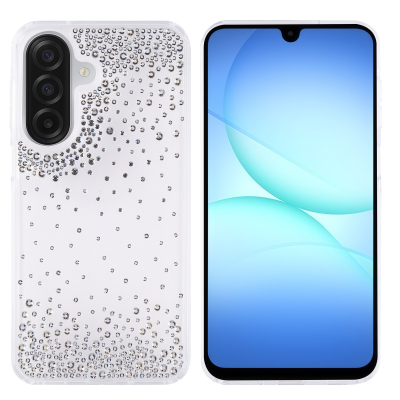Galaxy A17 Kılıf Airbag Tasarımlı Damla Taşlı Şeffaf Zore Pera Silikon Kapak - Zore