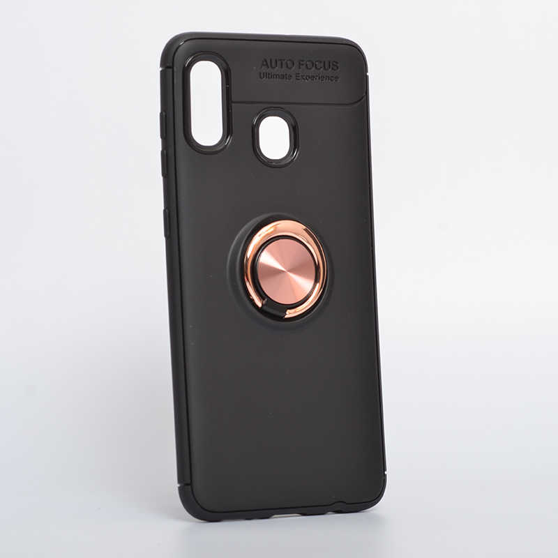 Galaxy A20 Kılıf Zore Ravel Silikon Kapak - Siyah-Rose Gold