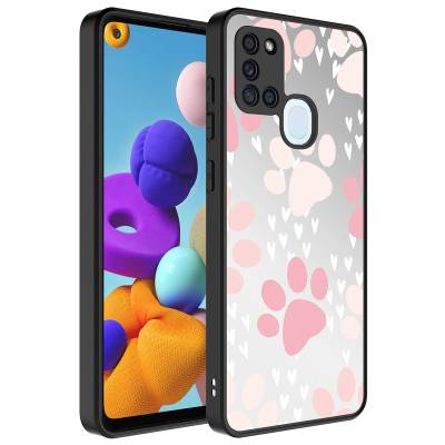 Galaxy A21S Case Mirror Patterned Camera Protected Glossy Zore Mirror Cover - Zore