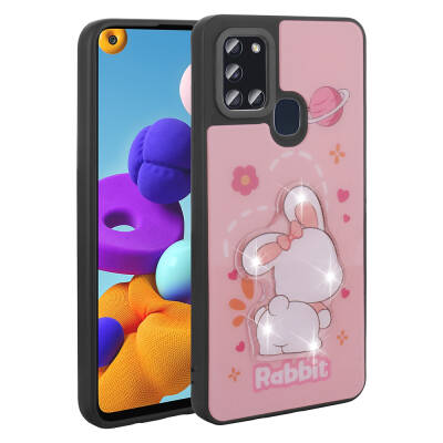 Galaxy A21S Case Shining Embossed Zore Amas Silicone Cover with Iconic Figure - Zore
