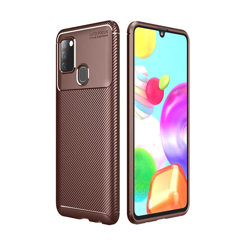 Galaxy A21S Kılıf Zore Negro Silikon Kapak - Kahverengi