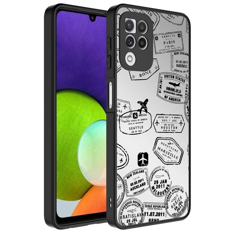 Galaxy A22 4G Kılıf Aynalı Desenli Kamera Korumalı Parlak Zore Mirror Kapak - 1