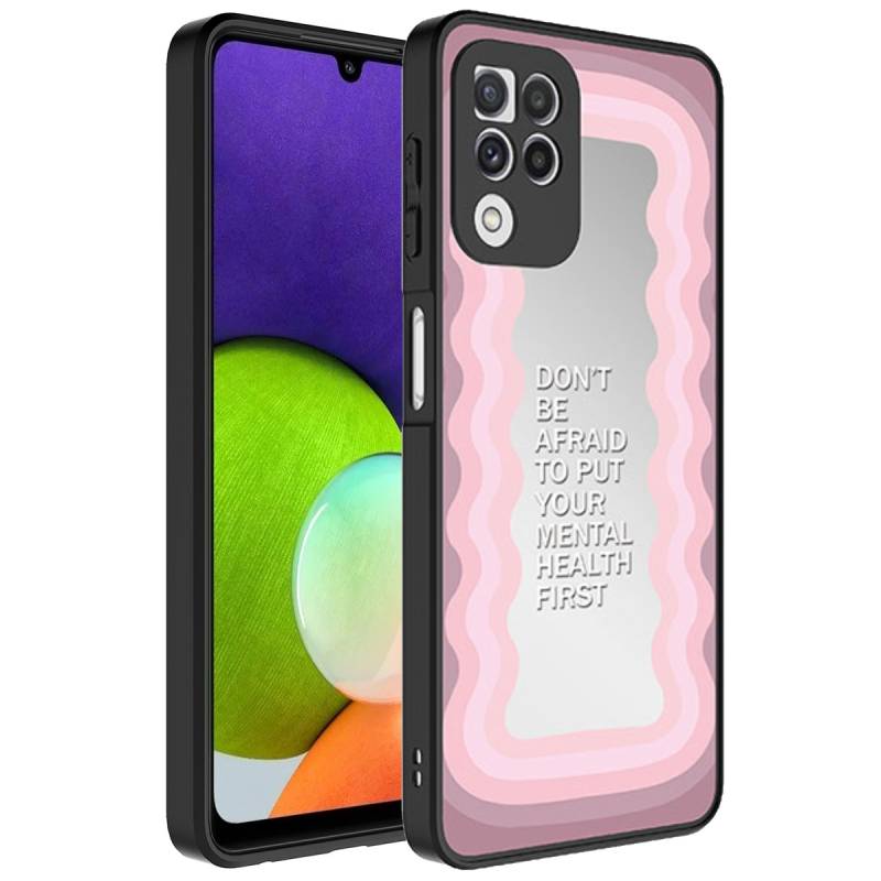 Galaxy A22 4G Kılıf Aynalı Desenli Kamera Korumalı Parlak Zore Mirror Kapak - 9