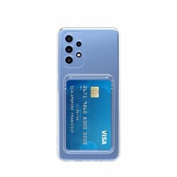 Galaxy A23 Case Card Holder Transparent Zore Setra Clear Silicone Cover - 3