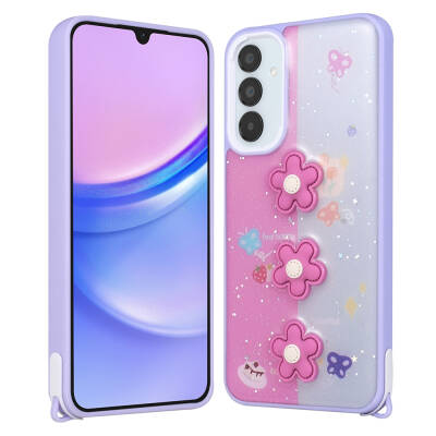 Galaxy A24 Case Shining Glitter Relief Figured Zore Cevze Cover - Zore