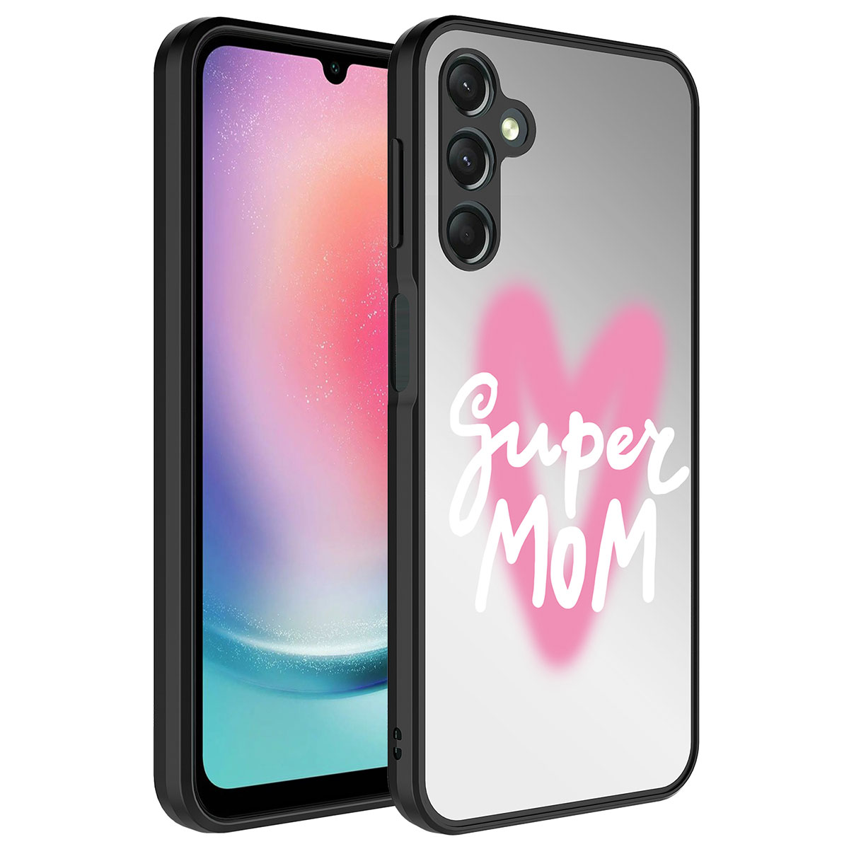 Galaxy A24 Kılıf Aynalı Desenli Kamera Korumalı Parlak Zore Mirror Kapak - Süper Anne