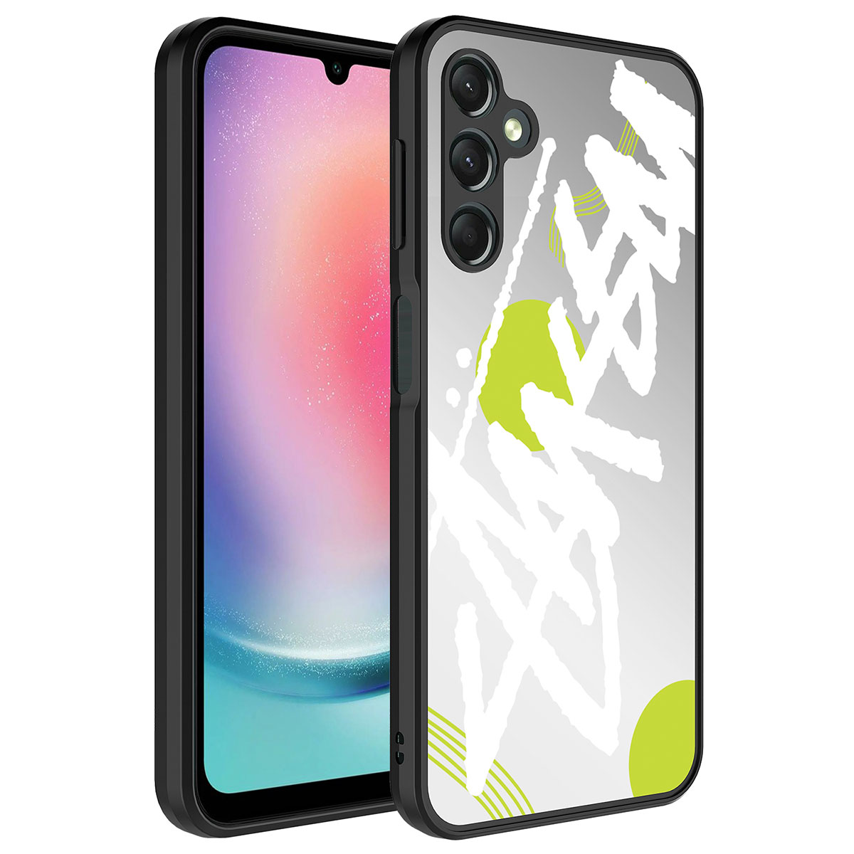 Galaxy A24 Kılıf Aynalı Desenli Kamera Korumalı Parlak Zore Mirror Kapak - Yazı