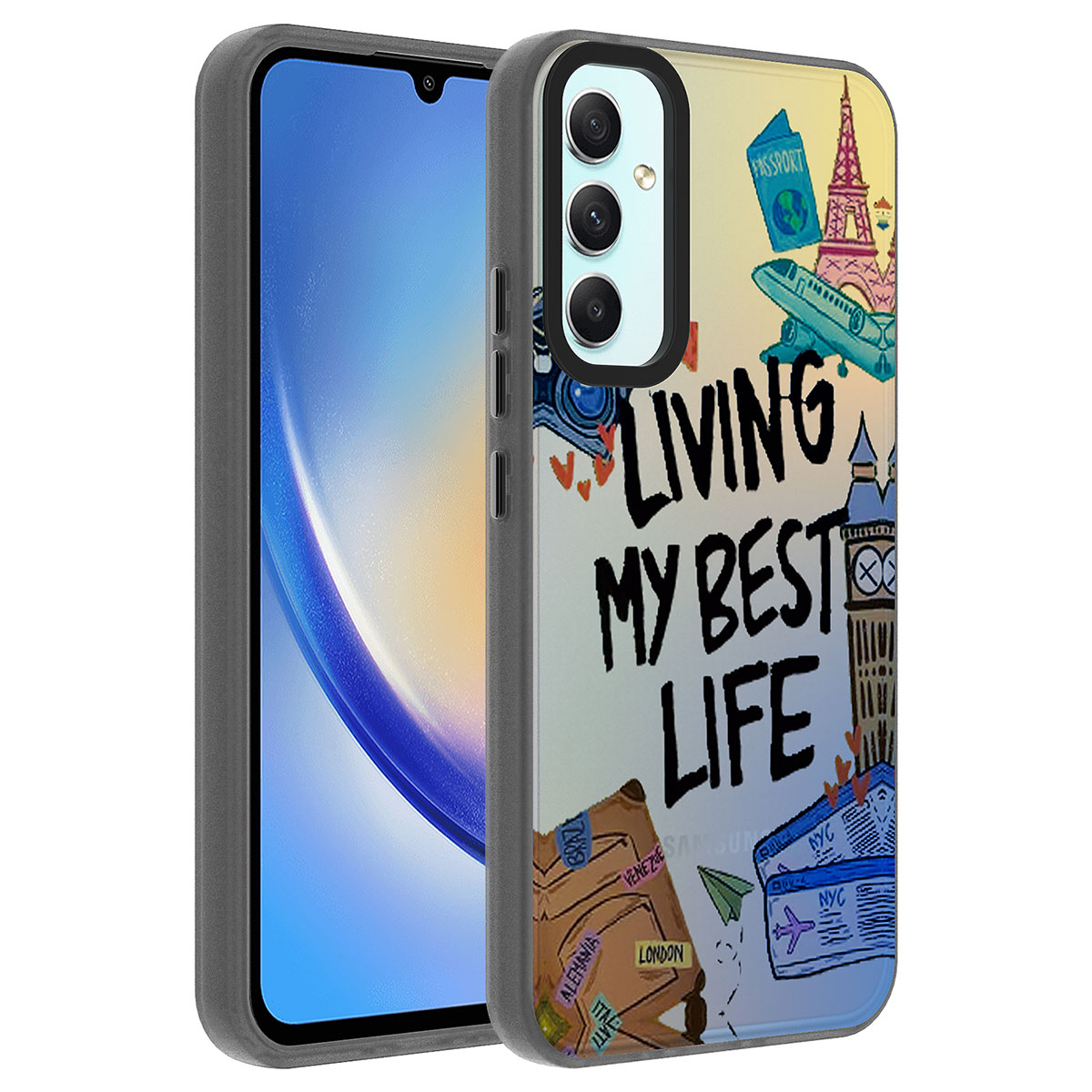 Galaxy A24 Kılıf Desenli Zore Dragon Sert Kapak - Seyahat