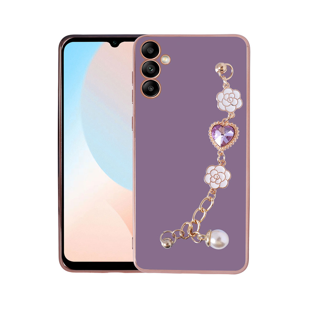 Galaxy A24 Kılıf El Tutamaçlı Kamera Korumalı Zore Taka Silikon Kapak - Mor