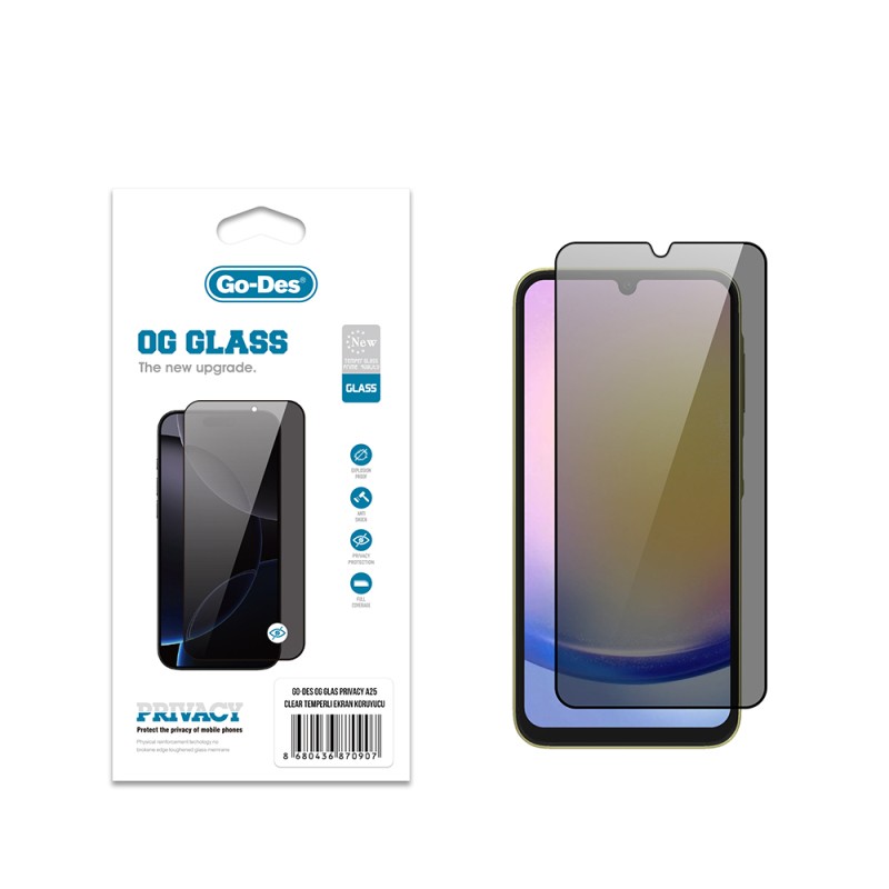 Galaxy A25 Go Des OG Glass Privacy Antistatic Tempered Glass Screen Protector - 1