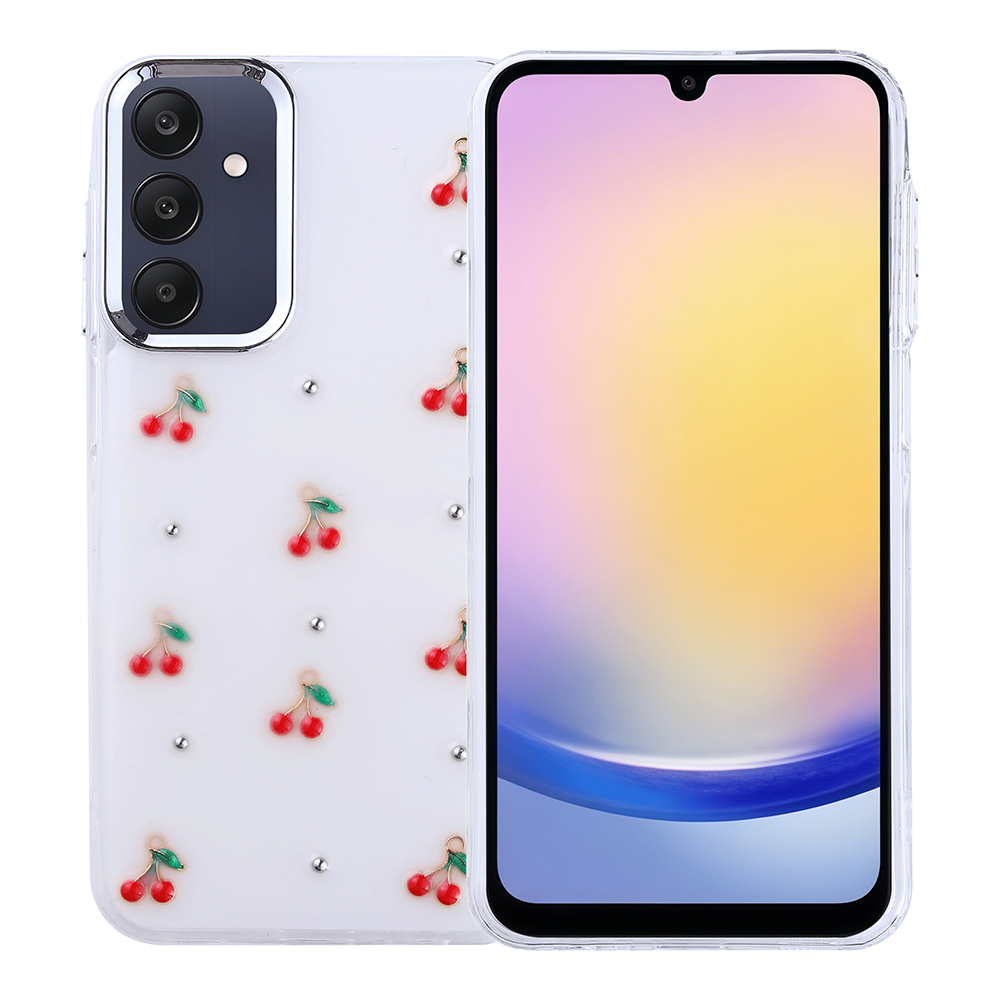 Galaxy A25 Kılıf Airbag Tasarımlı Simli Şeffaf NXXA Kutup Kapak - Kiraz