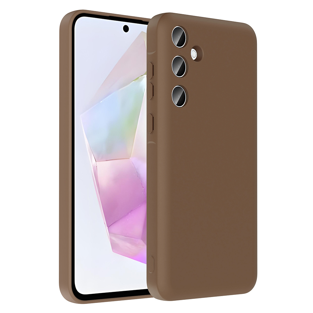 Galaxy A26 Kılıf Kamera Korumalı Kartlık Hazneli NXXA Vitra Kapak - Kahverengi