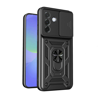Galaxy A27 Kılıf Magnetik Standlı Kamera Korumalı Zore Sürgülü Vega Kapak - Zore