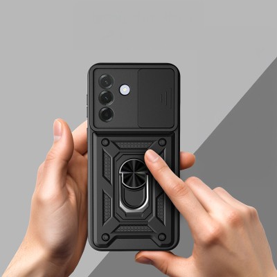 Galaxy A27 Kılıf Magnetik Standlı Kamera Korumalı Zore Sürgülü Vega Kapak - 4