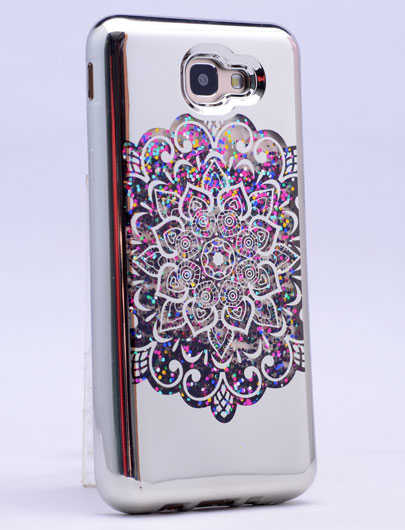 Galaxy A3 2016 Kılıf Zore Lazer Çiçekli Sıvılı Silikon - Gümüş