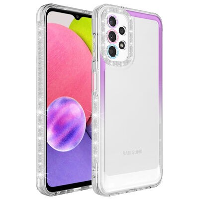 Galaxy A32 4G Kılıf Simli ve Renk Geçiş Tasarımlı Lens Korumalı Zore Park Kapak - 3
