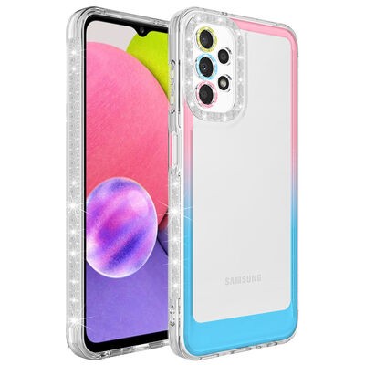 Galaxy A32 4G Kılıf Simli ve Renk Geçiş Tasarımlı Lens Korumalı Zore Park Kapak - 7