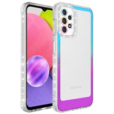 Galaxy A32 4G Kılıf Simli ve Renk Geçiş Tasarımlı Lens Korumalı Zore Park Kapak - 4