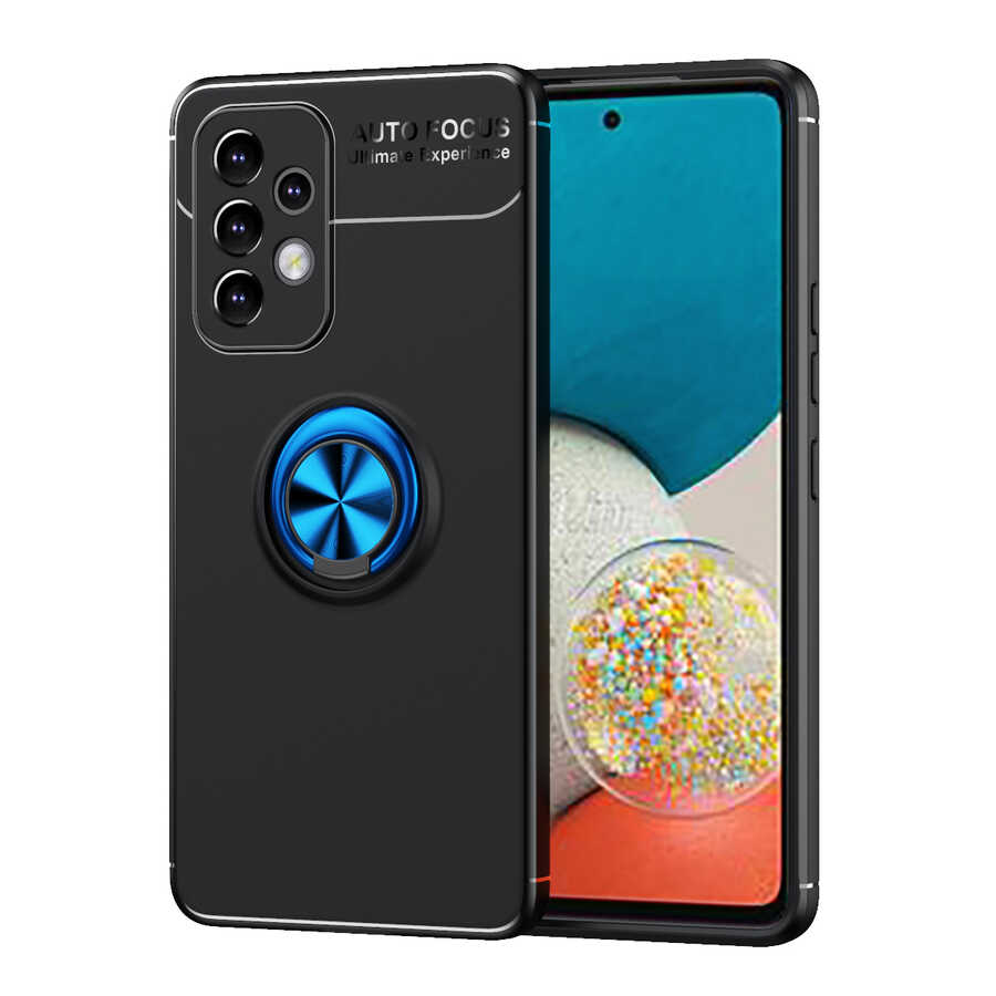 Galaxy A33 5G Kılıf Zore Ravel Silikon Kapak - Siyah-Mavi