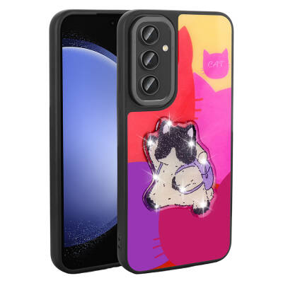 Galaxy A34 Case Shining Embossed Zore Amas Silicone Cover with Iconic Figure - Zore