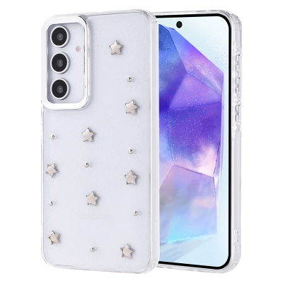 Galaxy A35 Kılıf Airbag Tasarımlı Simli Şeffaf Zore Kutup Kapak - Zore