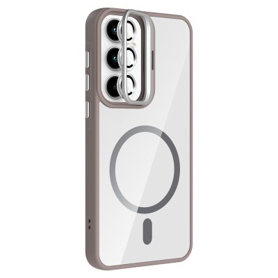 Galaxy A35 Kılıf Standlı ve Kamera Lens Hediyeli M-Safe Şarj Özellikli Zore Etro Kapak - 14