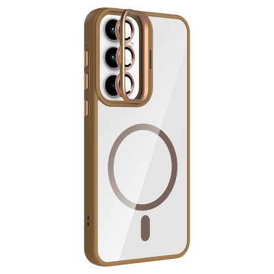 Galaxy A35 Kılıf Standlı ve Kamera Lens Hediyeli M-Safe Şarj Özellikli Zore Etro Kapak - 16