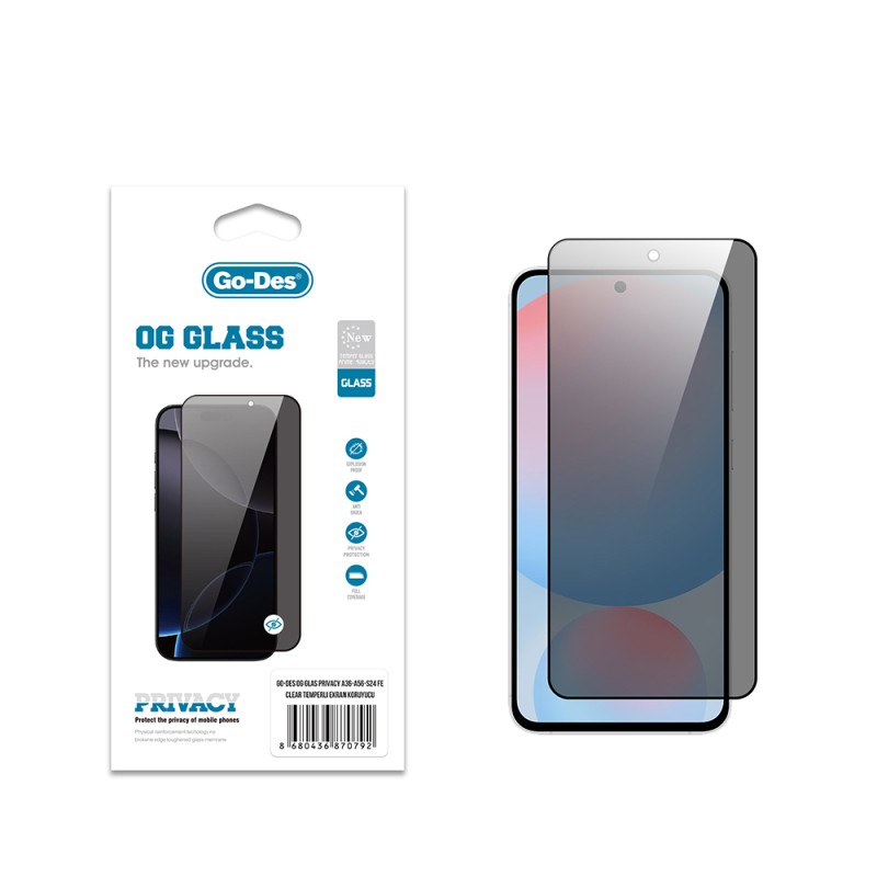 Galaxy A36 Go Des OG Glass Privacy Antistatik Temperli Cam Ekran Koruyucu - 1