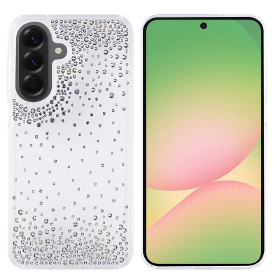 Galaxy A36 Kılıf Airbag Tasarımlı Damla Taşlı Şeffaf Zore Pera Silikon Kapak - Zore
