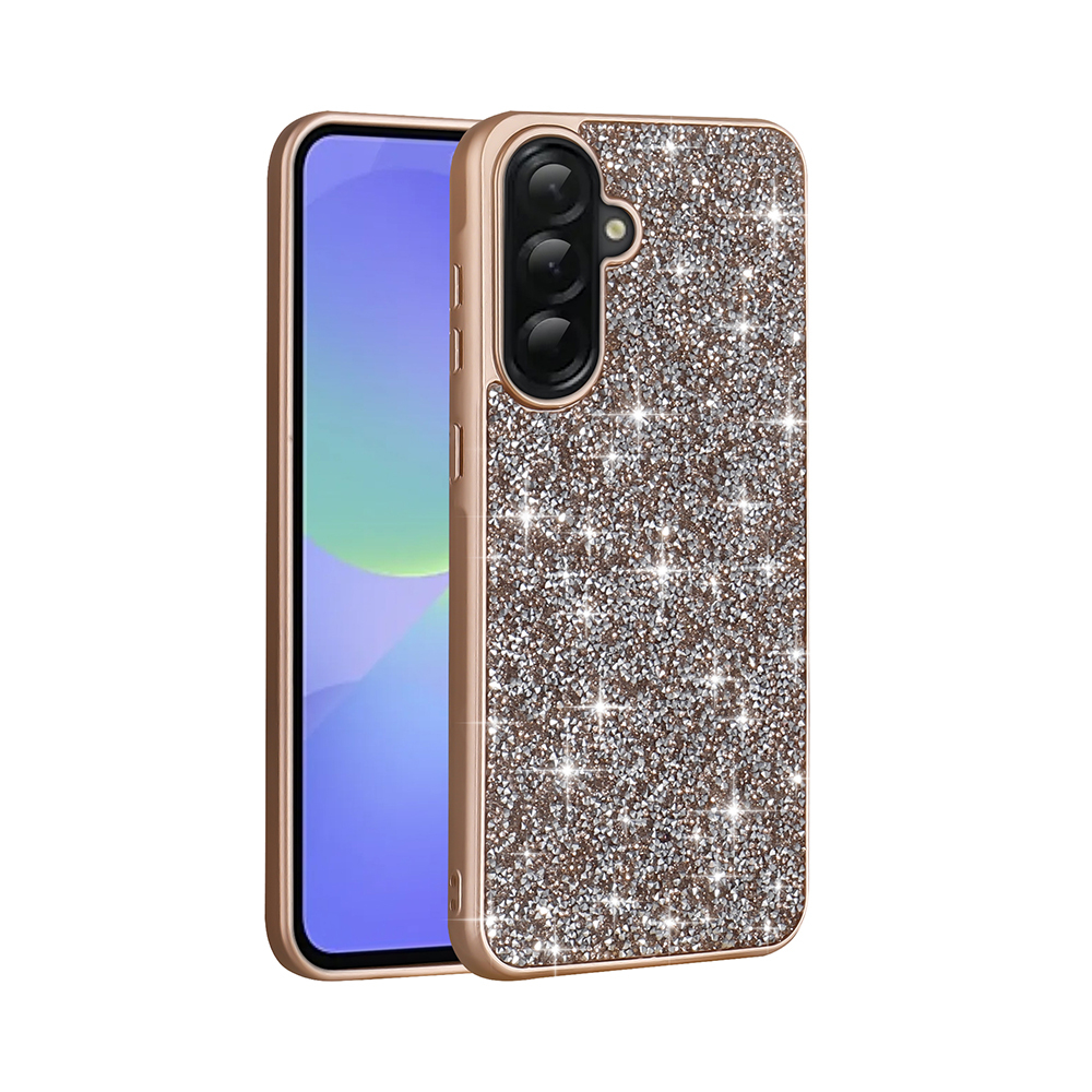 Galaxy A36 Kılıf Parlak Taşlı Tasarım NXXA Pırlanta Kapak - Gold