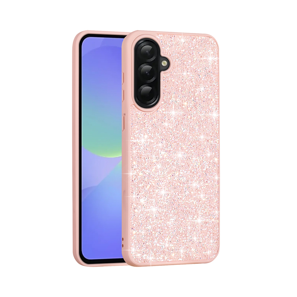 Galaxy A36 Kılıf Parlak Taşlı Tasarım NXXA Pırlanta Kapak - Pembe
