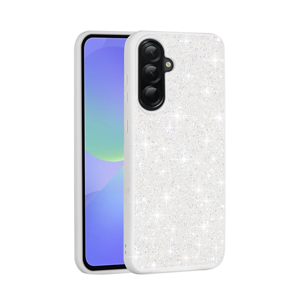 Galaxy A36 Kılıf Parlak Taşlı Tasarım NXXA Pırlanta Kapak - Beyaz