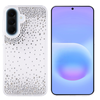 Galaxy A37 Kılıf Airbag Tasarımlı Damla Taşlı Şeffaf Zore Pera Silikon Kapak - Zore