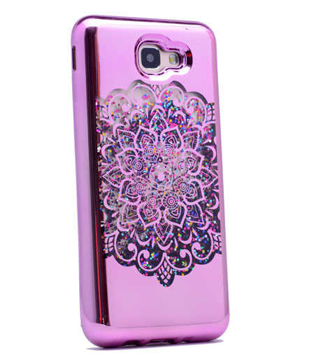 Galaxy A5 2017 Kılıf Zore Lazer Çiçekli Sıvılı Silikon - Pembe Açık