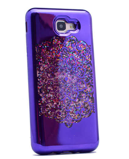 Galaxy A5 2017 Kılıf Zore Lazer Çiçekli Sıvılı Silikon - Mor