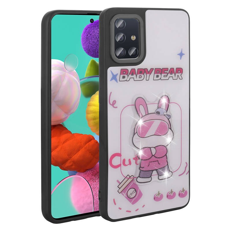 Galaxy A51 Case Shining Embossed Zore Amas Silicone Cover with Iconic Figure - 8