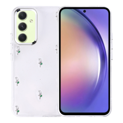 Galaxy A54 Case Airbag Design Glitter Transparent Zore Kutup Cover - Zore