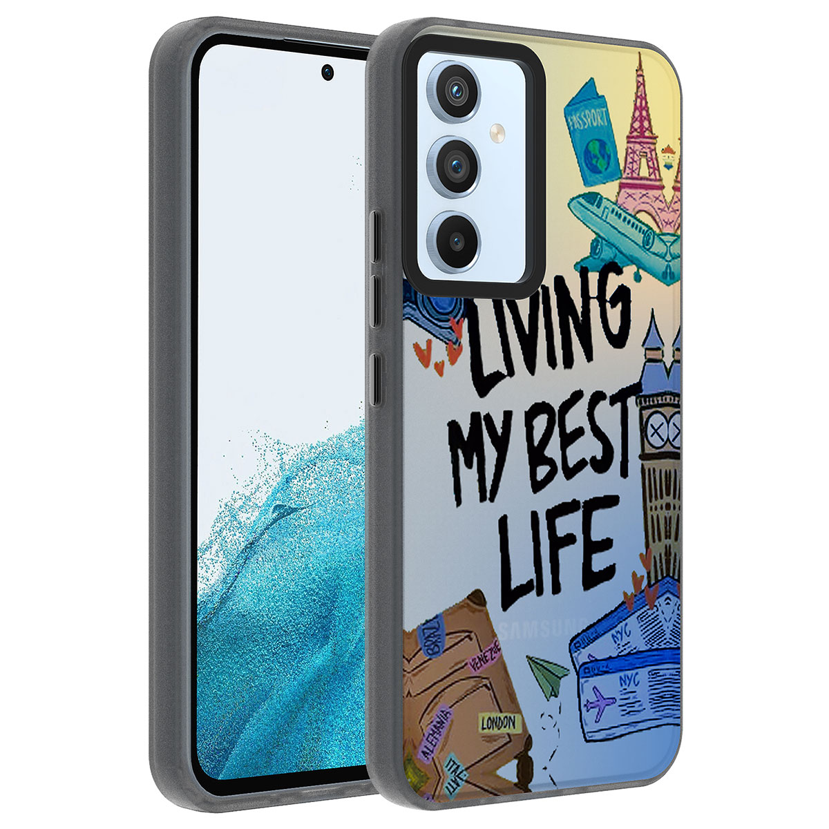 Galaxy A54 Kılıf Desenli Zore Dragon Sert Kapak - Seyahat