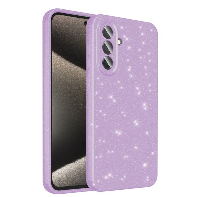 Galaxy A56 Case Camera Protection Glitter Luxury Zore Cotton Cover Lila