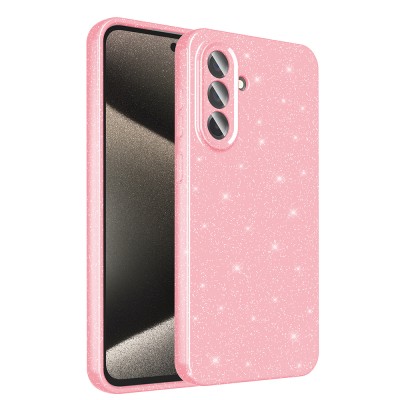 Galaxy A56 Case Camera Protection Glitter Luxury Zore Cotton Cover Açık Pembe