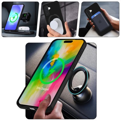 Galaxy A56 Kılıf M-safe Şarj Özellikli Standlı Zore Samara Kapak - 10