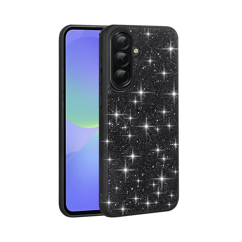 Galaxy A56 Kılıf Parlak Taşlı Tasarım NXXA Pırlanta Kapak - Siyah