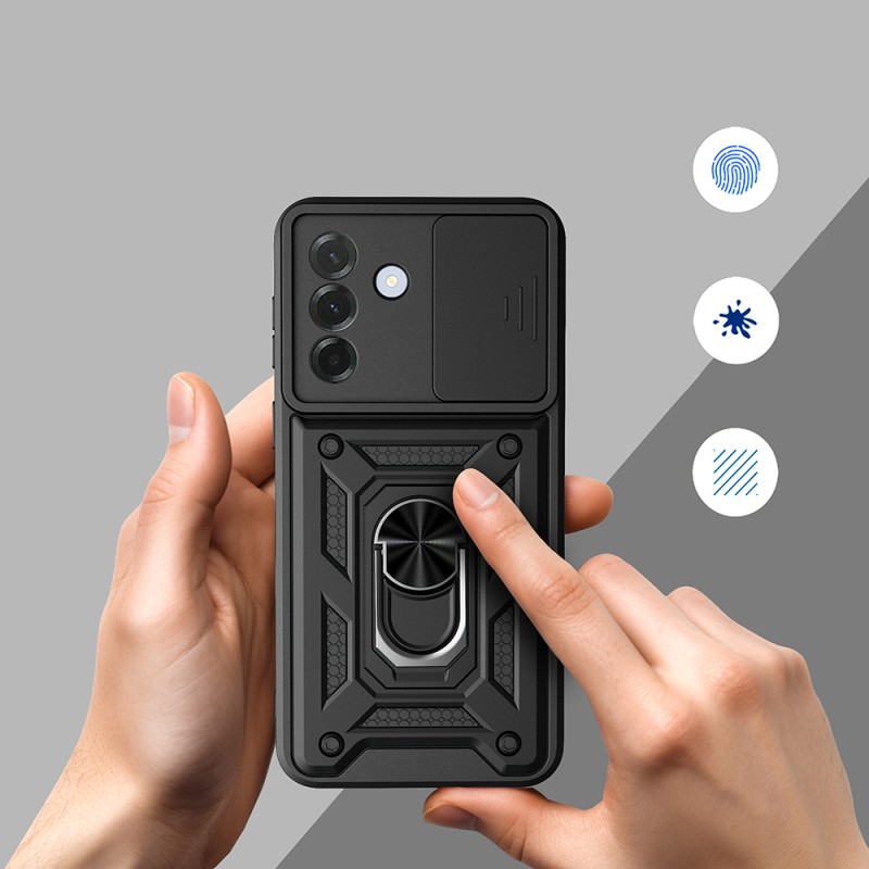 Galaxy A57 Kılıf Magnetik Standlı Kamera Korumalı Zore Sürgülü Vega Kapak - 4