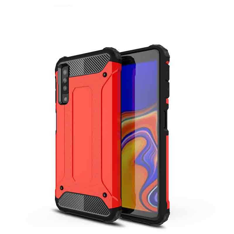Galaxy A7 2018 Kılıf Zore Crash Silikon Kapak - Kırmızı