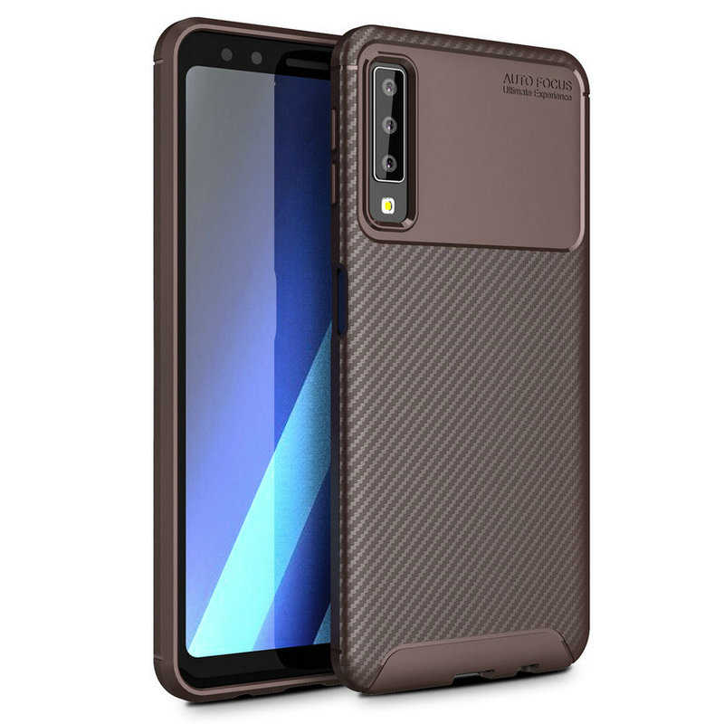 Galaxy A7 2018 Kılıf Zore Negro Silikon Kapak - Kahverengi
