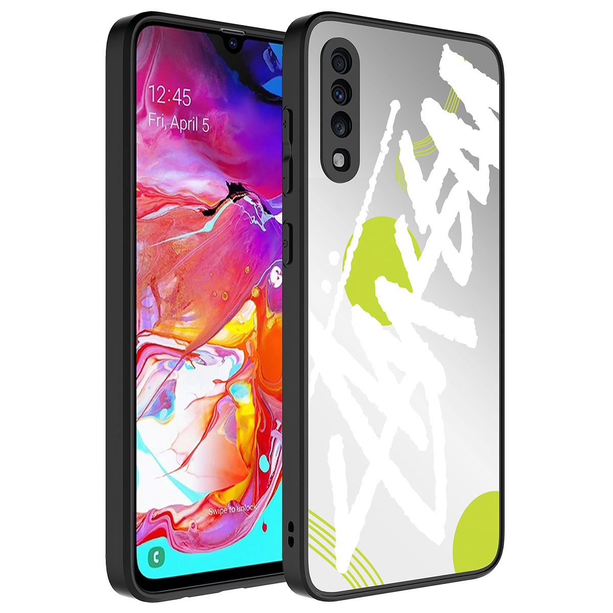 Galaxy A70 Kılıf Aynalı Desenli Kamera Korumalı Parlak Zore Mirror Kapak - Yazı