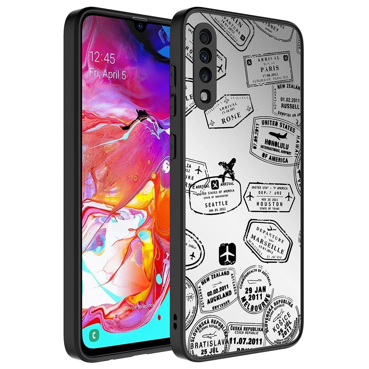 Galaxy A70 Kılıf Aynalı Desenli Kamera Korumalı Parlak Zore Mirror Kapak - Seyahat