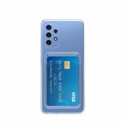 Galaxy A73 Case Card Holder Transparent Zore Setra Clear Silicone Cover - 3