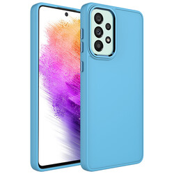 Galaxy A73 Case Metal Frame and Button Design Silicone Zore Luna Cover - Zore