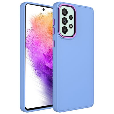 Galaxy A73 Case Metal Frame and Button Design Silicone Zore Luna Cover - 7